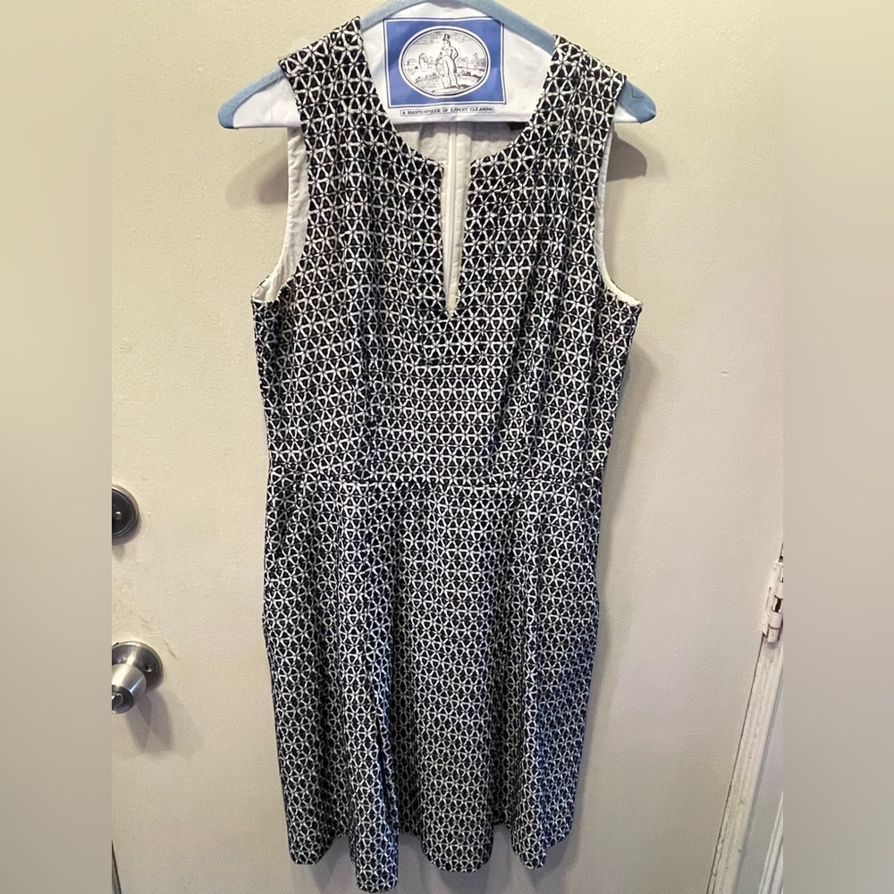 J Crew White Contrast Eyelet Fit and Flare Dress
